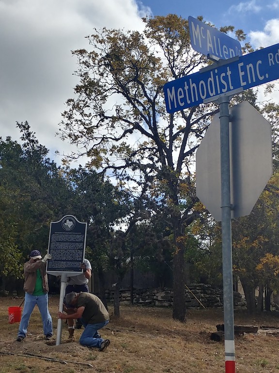 Raising the historical marker